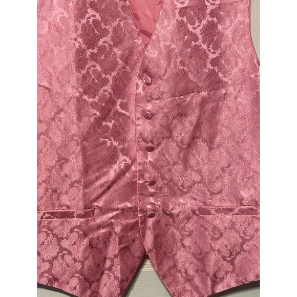 Y&G Men’s Fashion Pink Paisley Tuxedo Suit Vest Formal Waistcoat Wedding Large - Picture 6 of 10
